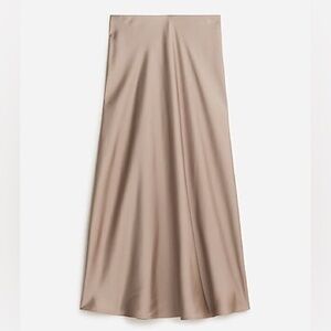 NWOT J.CREW Midi Silky Skirt Warm Taupe Size XXS Hidden Waistband